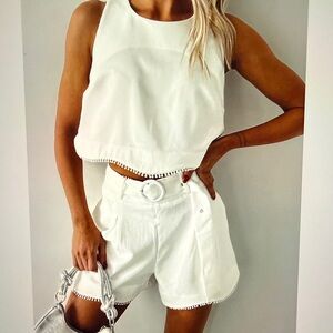 NanaMacs White High Waist Shorts